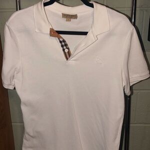 Burberry White Polo with Check Collar